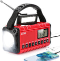 Emergency Weather Radio 10000mAh, Portable Radio with Solar Charging, Hand Crank & Battery Operated NOAA Alert, LCD Display, SOS Alarm, AM/FM & LED Flashlight, Clock Radio for Outdoor Emergency