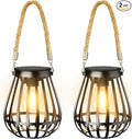 Solar Lanterns Outdoor Waterproof: Metal Hanging Lights for Outside with Rope for Garden, Yard, Patio, Porch, Balcony Decorations, Bright Hanging Solar Lantern Outdoor Decor Gifts for Women