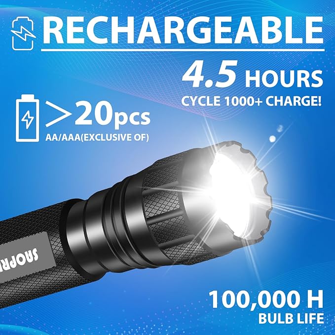 SAOPRKLER Tactical Flashlights High Lumen-Police 1200 LM Flashlight with Holster for Duty Belt,Single Mode LED Flashlight for Camping/Law Enforcement-Sentinel-X1
