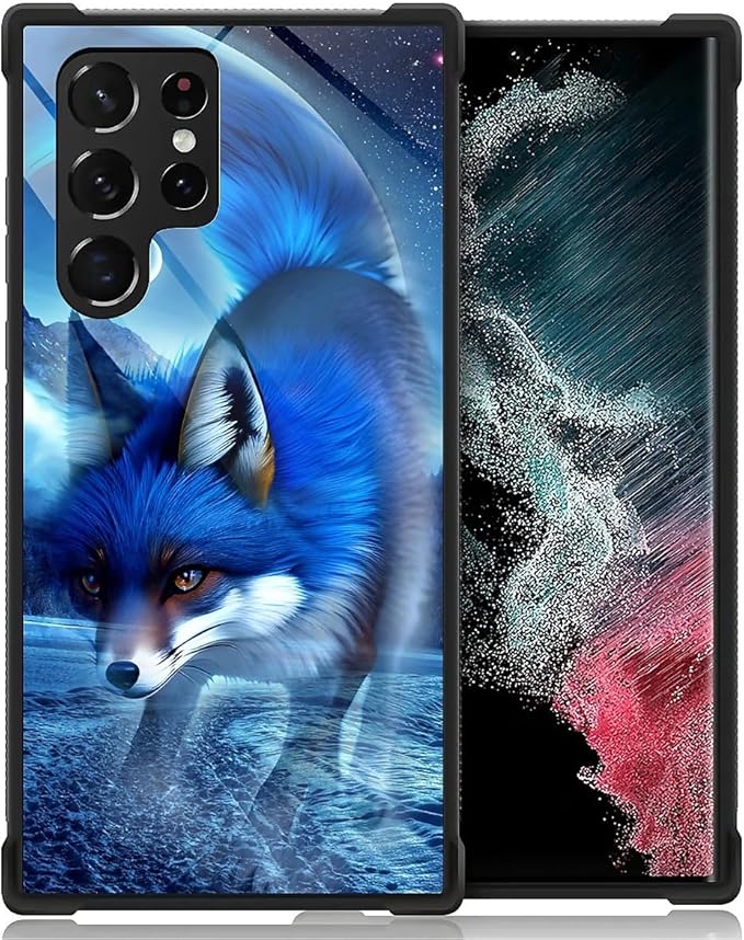 for Samsung Galaxy S23 Ultra Case, Snowy Mountain Fox Lake Pattern Graphic Design Girl Boy Soft Silicone Hard Acrylic Shock Protection for Samsung Galaxy S23 Ultra