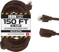 Iron Forge Cable Outdoor Brown Extension Cord 150 ft - 16 Gauge 10 Amp Heavy Duty Brown Outdoor Extension Cords 3 Prong - 16/3 SJTW Great for Outdoor