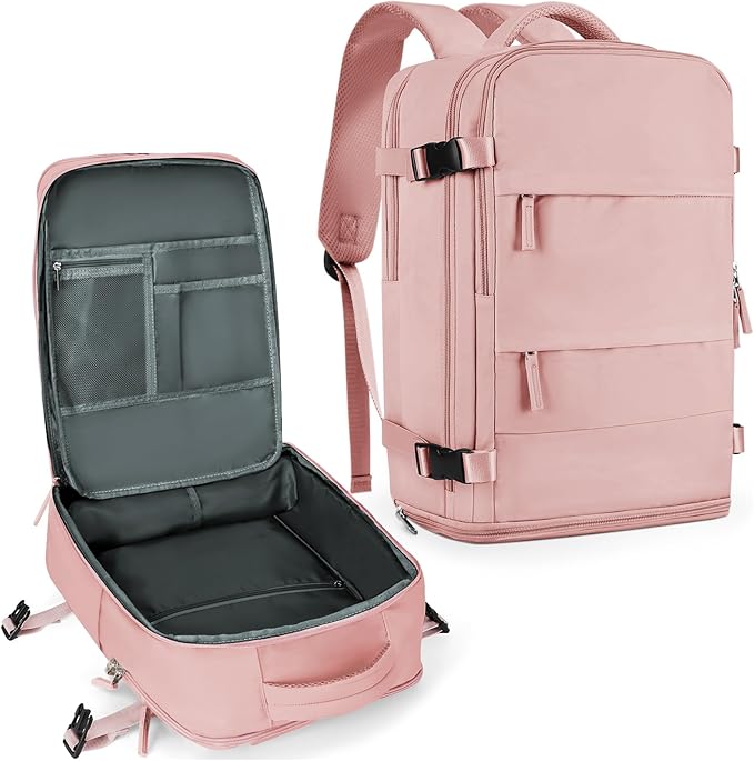 coowoz Large Travel Backpack For Women Men,Carry On Backpack Flight Approved,Hiking Backpack Waterproof Outdoor Sports Rucksack Casual Daypack Fit 15.6 Inch Laptop Shoes Compartment