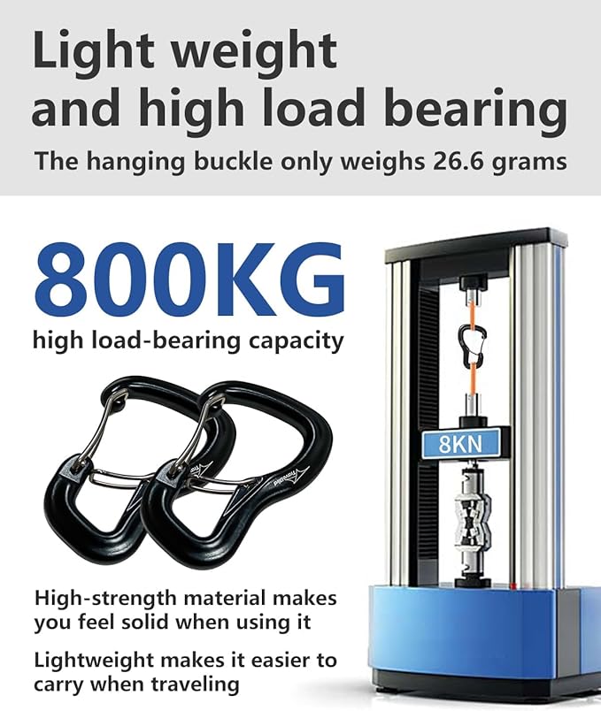 Heavy Duty Carabiner Clip Hook 8KN (1763 lbs), 2 PCS Ultra-Light Aluminum Caribeaners with Double Door D Ring Shape, for Hammock, Camping, Hiking, Backpacking, Dog Leash, Keychain Clip