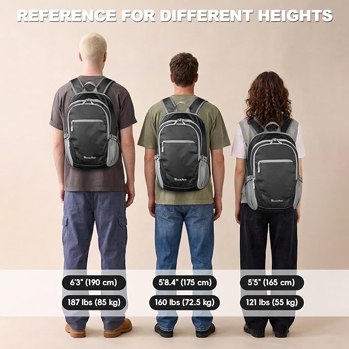 Seektop Lightweight Packable Hiking Backpack Waterproof Expandable 20L-28L for Women Men, RFID Day Pack for Travel & Camping