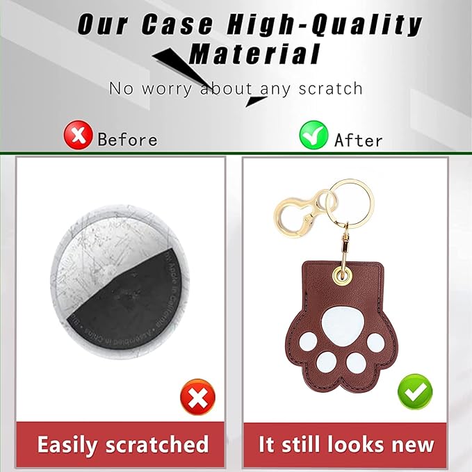 Leather Keychain Holder Case Compatible with AirTag,Cute air tag Cover with Keychain Ring,GPS Tracker Case for Keys