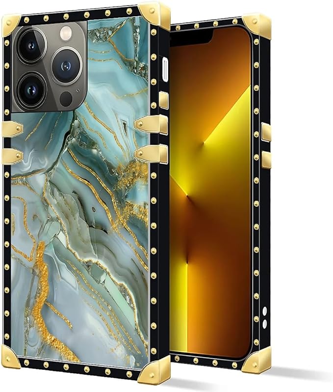 Compatible with iPhone 13 Pro Max Case, Golden Texture Marble Veining Luxury Golden Decoration for Girl Women Soft TPU Shockproof Protective Hard PC Back for iPhone 13 Pro Max