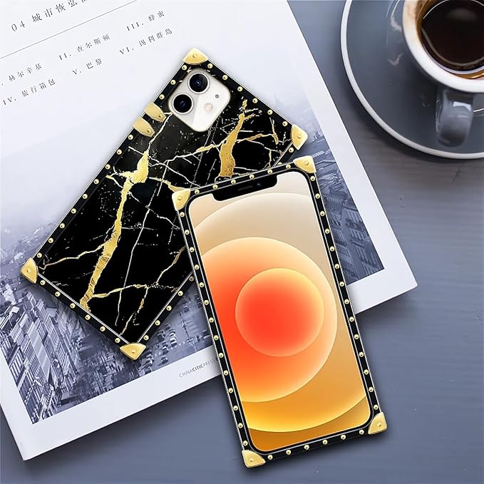 Compatible with iPhone 11 Case, Black Gold Marble Nature Luxury Golden Decoration for Girl Women Soft TPU Shockproof Protective Hard PC Back for iPhone 11