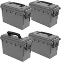 Sheffield 12759 4-Pack Ammo Storage Box, Stackable .30 Cal Field Boxes, Water and Dust Resistant, Lockable Storage Box with Handle, Secures Hunting Gear, Supplies, and Bullets, Made in USA, Gray
