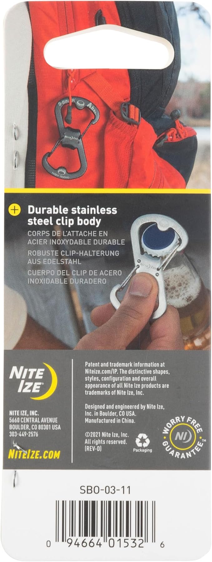 Nite Ize Ahhh... Stainless Bottle Opener - Keychain with S-Biner Functionality - Heavy-Duty Dual Bottle Opener Carabiner - Keychain Accessories - Stainless Steel, 4 Count (4 Pack)
