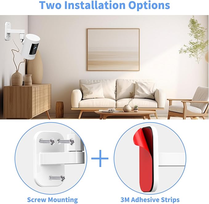 3 Pack Ring/Camera Mount: 360 Degree Adjustable Wall Mount for Stick Up Cam/Outdoor Cam Plus, 2 Ways Installation - Strong Adhesive & Screw, Fit for Viewing Angle(White)