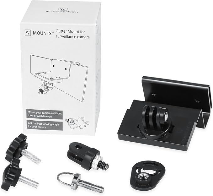 Wasserstein Weatherproof Gutter Mount with Universal Screw Adapter - Compatible with Blink Outdoor/Outdoor 4/XT/XT2 (1-Pack, Black)
