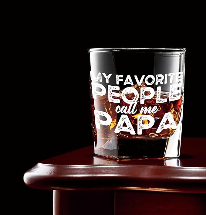 Nogrit My Favorite People Call Me Papa Whiskey Glasses 10 oz, Papa Dad Gifts for Father's Day Birthday from Son Daughter Old Fashioned Rocks Glasses for Men Drinking Cocktail Scotch Vodka Tequila Rum