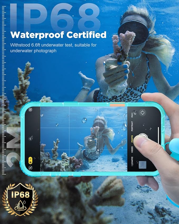for iPhone 17 Waterproof Case with Magsafe, Built-in [Camera & Screen Protector] [Lanyard], IP68 Water Proof Full Body Dustproof Heavy Duty Frosted Protective Phone Cover, 6.1" Teal