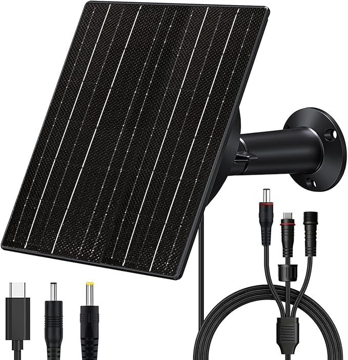 Zivif 10W Trail Camera Solar Charger with 10400mAh Battery for Security & Trail Cameras, Adjustable 5V/12V Output, USB-C & DC Port, IP66 Waterproof, 360° Adjustable Mount, 9.8ft Power Cable