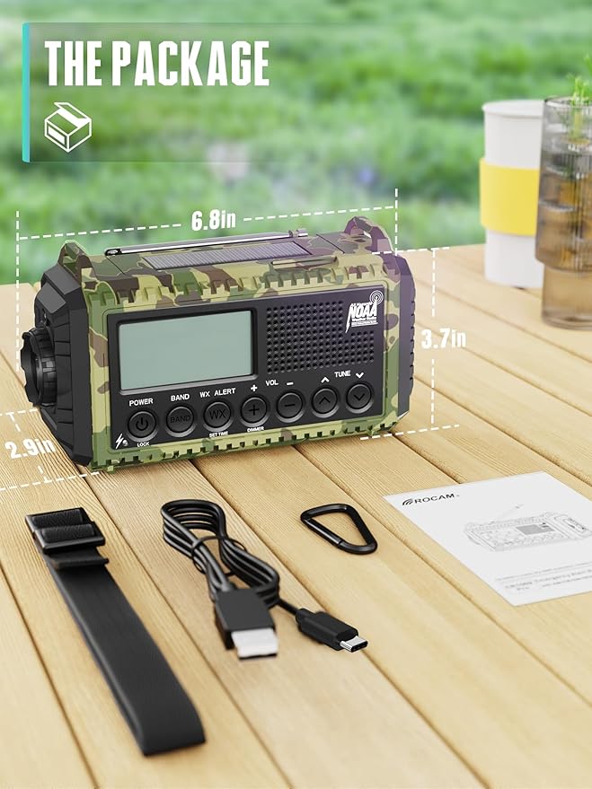 AUTO NOAA Emergency Weather Radio with Clear Signal, 2X Faster Hand Crank & 12000 Battery Operated, SW/AM/FM Portable Solar Radio with 6-Way Power, Flashlight, Phone Charger, SOS for Home, Outdoor