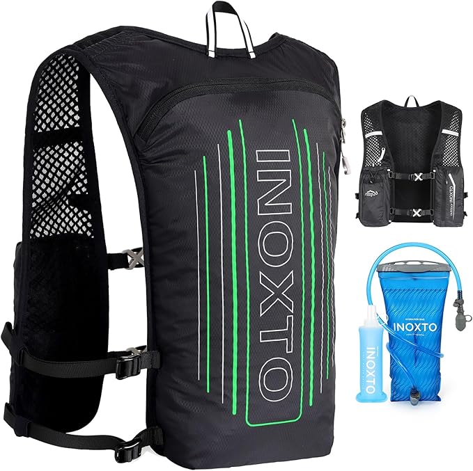 INOXTO Running Hydration Vest Backpack,Lightweight Insulated Pack with 1.5L Water Bladder Bag Daypack for Hiking Trail Running Cycling Race Marathon for Women Men