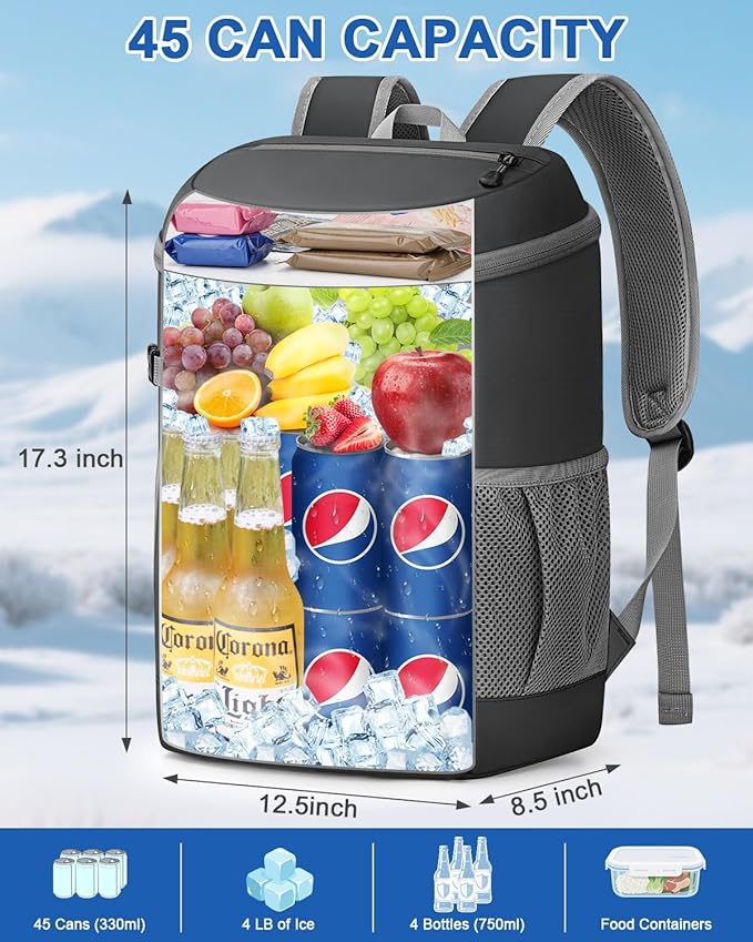 Pritent Cooler Backpack for Men Women Insulated Waterproof Backpack Cooler Leak Proof Cooler Bag Lightweight Lunch Backpack for Camping Beach Travel Picnic