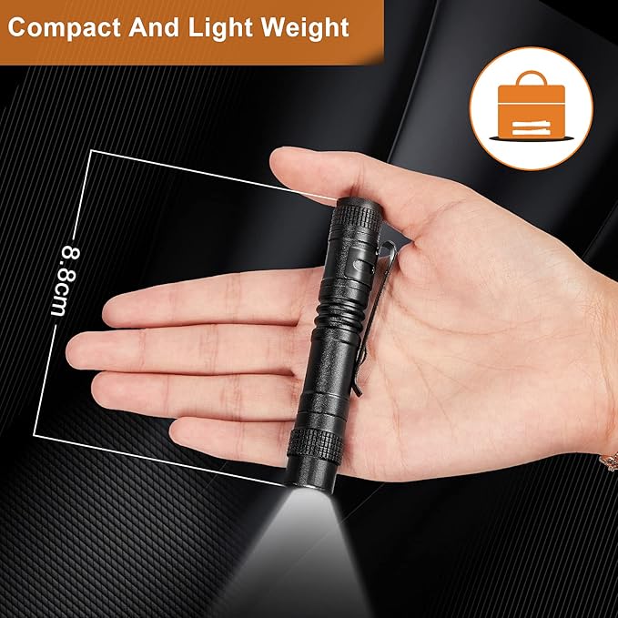 Honoson 10 Pieces Mini Pen Light Flashlight Small LED Pen Light Aluminum Pocket Flashlight with Clip for Inspection Camping Emergency Diary Lighting(3.5 Inches)