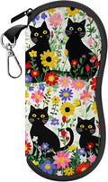 Glasses Case Sunglasses Eyeglass Soft Case Zipper Light Neoprene Pouch with Metal Belt Clip Aesthetic Cute Women Men