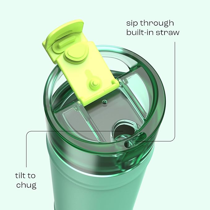 bubba 24 oz Dualsip Insulated Stainless Steel Water Bottle with Straw - Reusable, Leakproof, Lightweight, Dishwasher Safe, Lead-Free and BPA-Free, Tropical Eclipse
