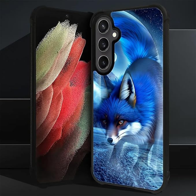 for Samsung Galaxy S23 FE Case, Snowy Mountain Fox Lake Pattern Graphic Design Girl Boy Soft Silicone Hard Acrylic Shock Protection for Samsung Galaxy S23 FE