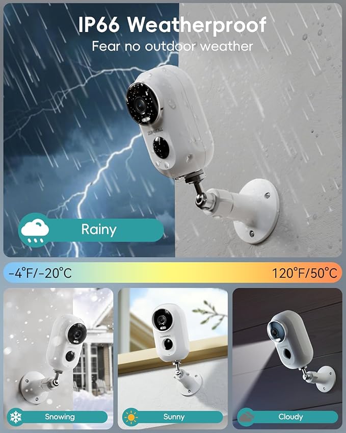 ZUMIMALL Solar Security Cameras Wireless Outdoor, 2K Outdoor Camera Wireless Solar Powered, 2.4G WiFi Battery Camera, 3MP Color Night Vision, Magnetic Mount,Siren,PIR/AI Analyse, IP66, Cloud, Alexa