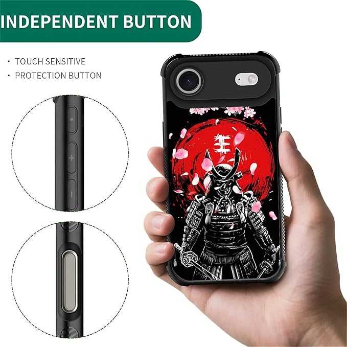 for iPhone 17 Air Case,for MagSafe Graphic Design for Girl Boy Soft Silicone Hard Acrylic Shock Protection Designed for iPhone 17 Air Sakura Japanese Samurai Pattern