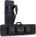 DULCE DOM 36 42 48 Inch Double Rifle Case, Tactical Soft Padded Backpack for Hunting & Shooting Range, Heavy-Duty Storage Gun Bag for 2 Rifles & Pistols with Lockable Zippers & MOLLE System
