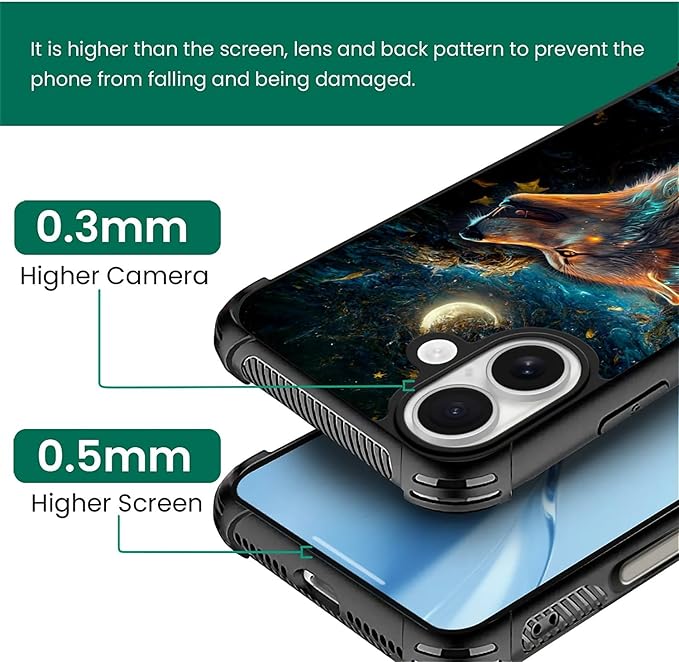 for iPhone 17 Case,for MagSafe Graphic Design for Girl Boy Soft Silicone Hard Acrylic Shock Protection Designed for iPhone 17 Star Cave Hungry Wolf Pattern