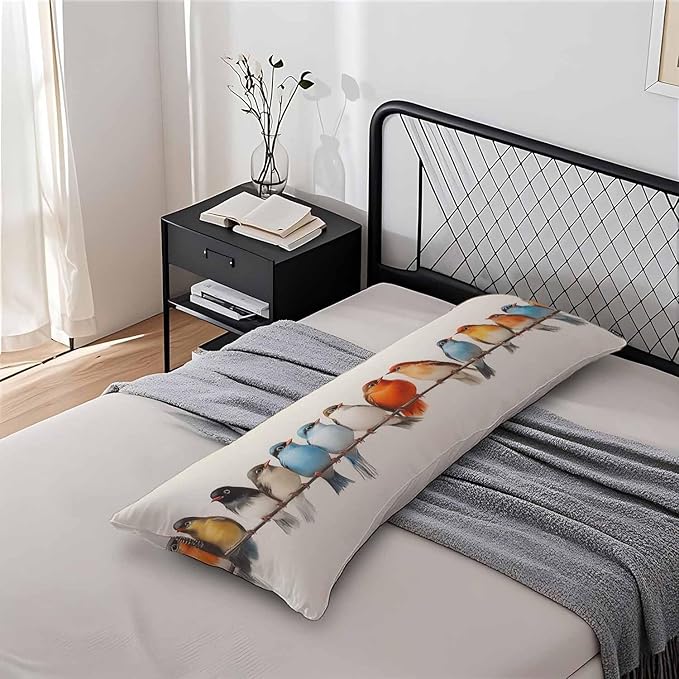 Body Pillow Covers Bird Body Pillowcase 20"X54", Vintage Birds Colorful Couch Body Pillow Cases for Home Bedroom, Outdoor Body Cushion Cover for Men Women