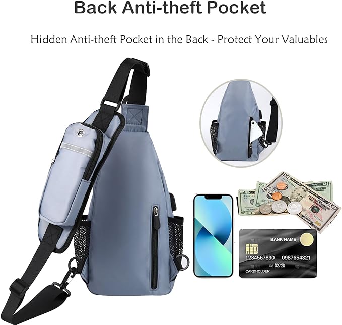 JENAGREEN Sling Backpack Crossbody Sling Bag for Women Men, Multipurpose Travel Hiking Adjustable Chest Bag Casual Daypack