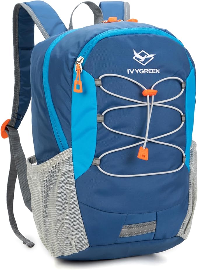 IVYGREEN Little Kids Hiking Backpack for Boys or Girls, Small Daypack for Camping or Travel (Blue, Small)
