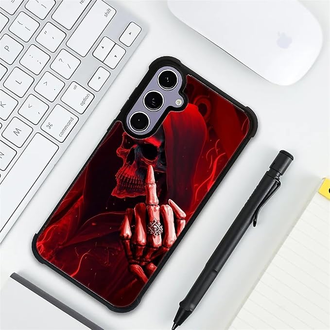 for Samsung Galaxy S24 S25 Case, Gestures Funny Skull Pattern Graphic Design Girl Boy Soft Silicone Hard Acrylic Shock Protection for Samsung Galaxy S24 S25
