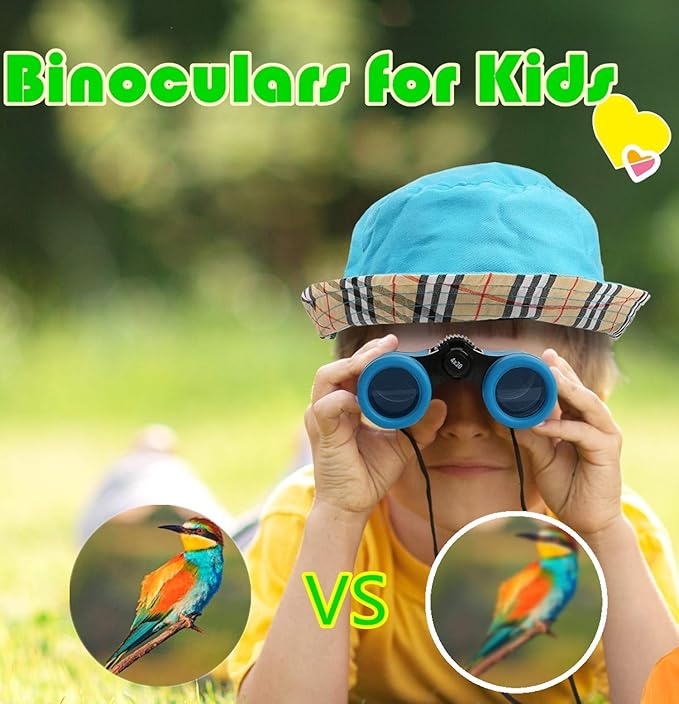 Scotamalone Kids Binoculars Shock Proof Toy Binoculars Set for Age 3-12 Years Old Boys Girls Bird Watching Educational Learning Hunting Hiking Birthday Presents (Pack of 2)