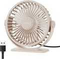 TriPole USB Desk Fan Small Portable Personal Fan, 3 Speeds Adjustable Strong Breeze Mini Electric Fan, 360° Rotation Quiet Plug In USB Fan for Desktop Bedroom Office Table Travel Cruise, Beige, 4.5in