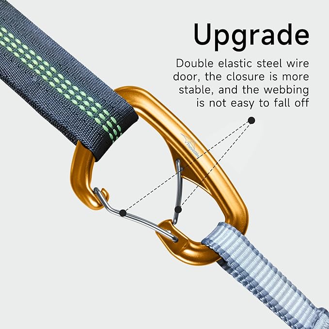 Heavy Duty Carabiner Clip Hook 8KN (1763 lbs), 2 PCS Ultra-Light Aluminum Caribeaners with Double Door D Ring Shape, for Hammock, Camping, Hiking, Backpacking, Dog Leash, Keychain Clip
