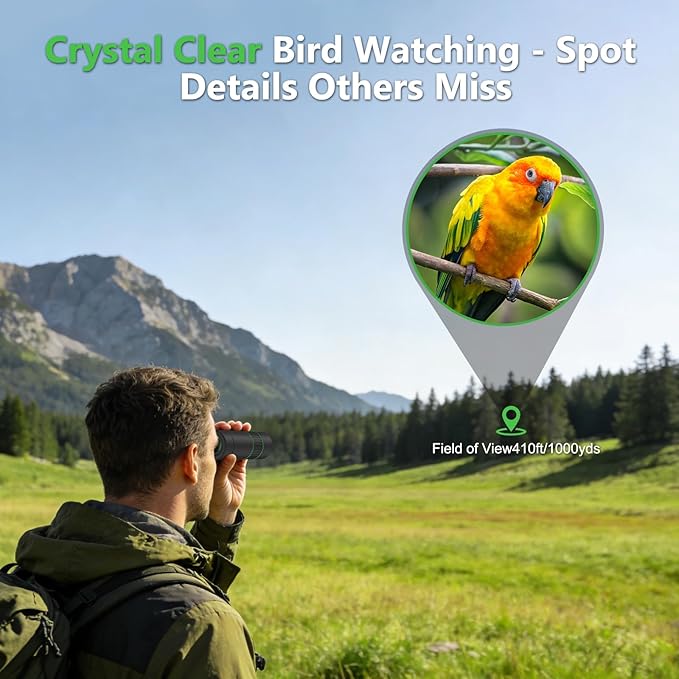 8x32 Monocular Telescope for Adults, High Power BAK4 Prism FMC Coating IPX7 Waterproof Compact Scope for Bird Watching Hunting Hiking Travel Gift with Carrying Case