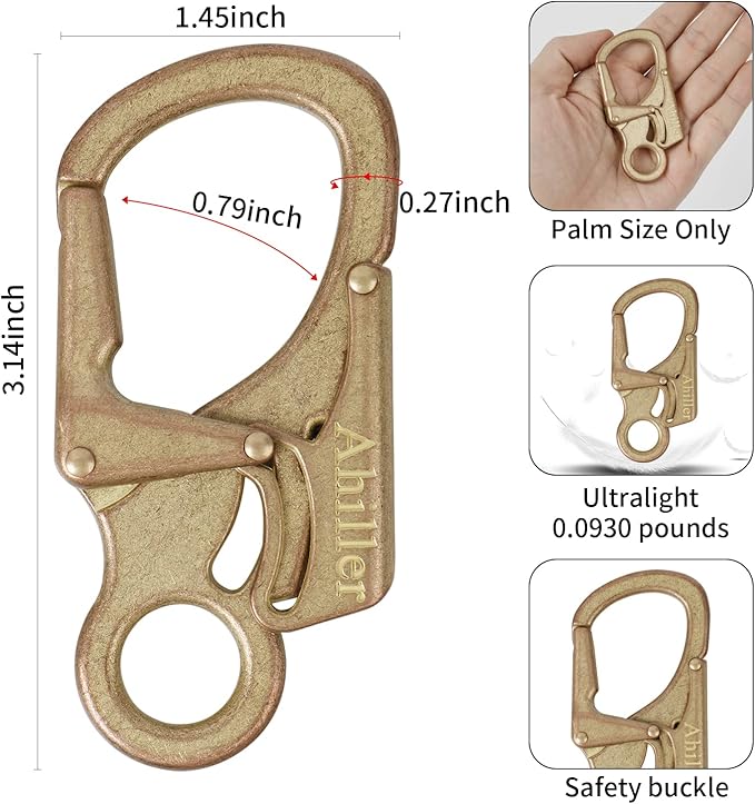 Ahiller Carabiner Clip, Double Anti-Misopening Locking Design, 3" Zinc Alloy Heavy Keychain for Outdoor Camping Hiking, Key Ring Clip