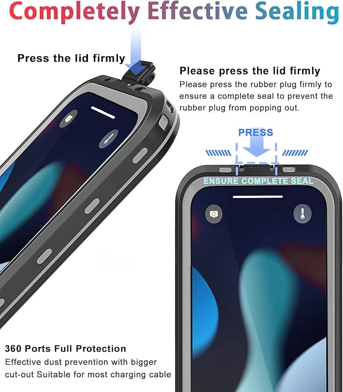 for iPhone 13 Mini Case Waterproof Shockproof Dustproof Full-Body Sturdy with Camera Lens Protector and Built-in Screen Protector,Underwater Full Sealed Cover Protective for iPhone 13 Mini