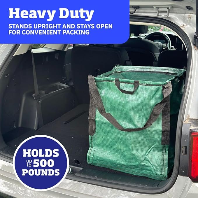 DURASACK Heavy Duty Storage Tote Bag with Zipper Top 22-Gallon Rugged Woven Polypropylene Moving Bag, Reusable Self-Standing Design, Holds up to 500 Pounds, Single, Green