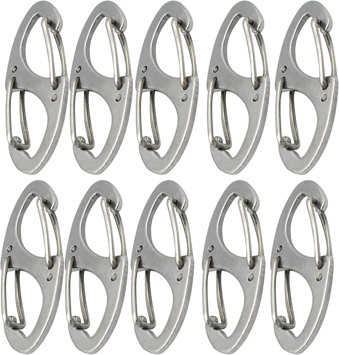 Small Carabiner Clips 1.6 inch(41mm) Metal Double Sided Spring Gate Snap Hooks Keychain Clasp Accessories