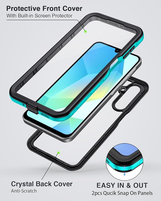 Lanhiem for Samsung Galaxy A17 5G Phone Case, IP68 Waterproof Dustproof, Built-in Screen Protector, Rugged Full Body Shockproof Protective Cover for Samsung A17 5G / 4G 6.7", Blue