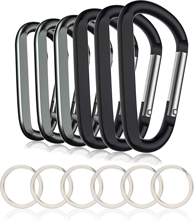 CampTek Carabiner Caribeaner Clip,3" Large Aluminum D Ring Shape Carabeaner with Keyring Keychain Hook