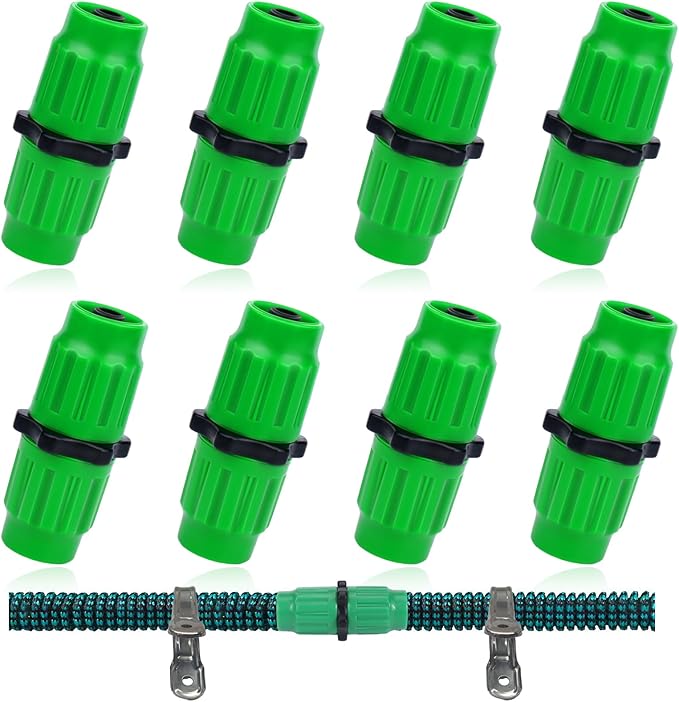 Vodolo Expandable Garden Hose Repair Kit,8 PCS Dual-Channel Hose Female Male Connectors Accessories with Metal Clamp Compatible with Pocket Hose Fit for 3/4" or 5/8" Garden Hose Fitting