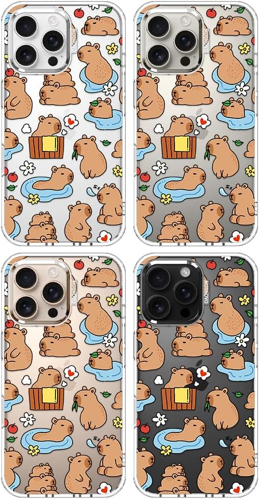 MOSNOVO for iPhone 16 Pro Max Case, Shockproof Military-Grade Protection 6.6ft Drop Tested, Clear Phone Case for iPhone 16 Pro Max, Capybara Land Design