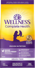 Wellness Complete Health Healthy Weight Adult Dry Cat Food for Indoor Cats, Natural, Grain Free Kibble, Chicken & Turkey Recipe, 5.5 lb Bag