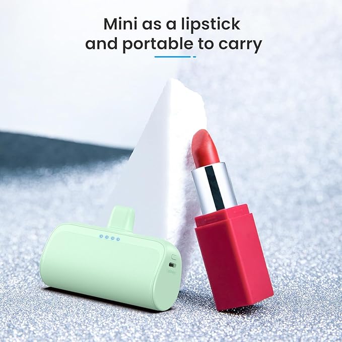 [2 Pack]Mini Portable Charger for iPhone,5200mAh Ultra-Compact Fast Charging Power Bank Cordless Small Battery Pack Compatible with iPhone 14/14 Pro Max/13/13 Pro/12/11/XR/8/7(Light Green+Light Blue)