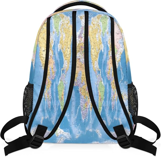 Backpacks Globe World Map School Bag Student Bookbag Adjustable Shoulder Bags Laptop Rucksack Travel Hiking Camping Daypack for Teens Girls Boys Women Men