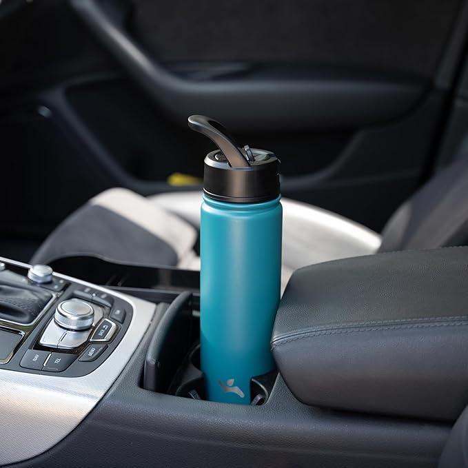 Konokyo 40oz Insulated Water Bottle Stainless Steel Sport Bottles with 3 Lids,Light Blue