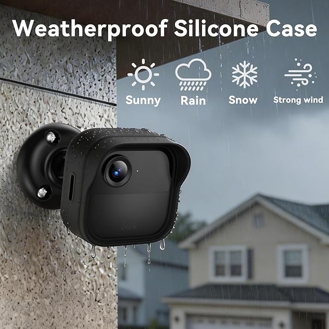Silicone Case Cover for Blink Outdoor 4/2K+, Weatherproof Silicone Cover Skin Provides Full Camera Protection, for All-New Blink Outdoor 4 Home Security Camera (Black)